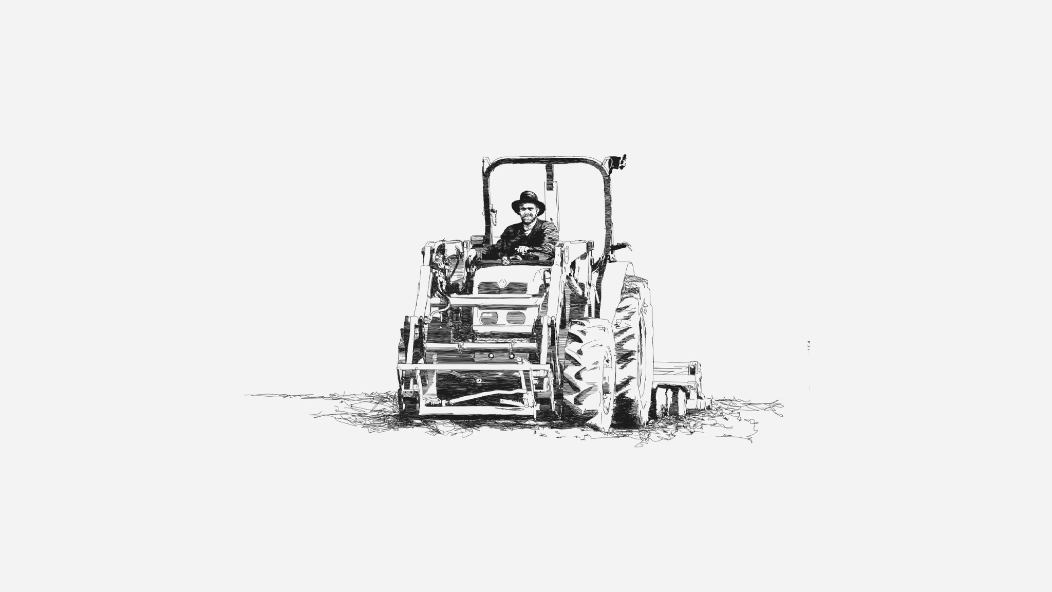 Illustration du brasseur conduisant un tracteur